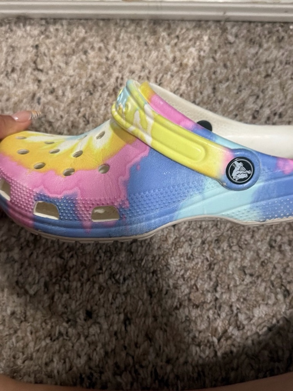 CROCS Tie-Dye Clog in Yellow Pink Blue